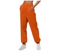Jogging Bottoms for Women UK, Loose Fit Comfort Elasticated High Waist Closed Bottom Trousers, Lightweight Casual Running Skate Dance Pants, 2025 Fashion Boyfriend Y2K Streetwear Orange