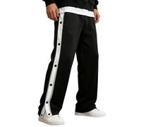 Jogging Bottoms Men - Mens Lightweight Trousers Quick Release Fleece Lined Basketball Sweatpants With Full Side Snap Buttons For Casual Sports And Wear (Black, Xxxl)
