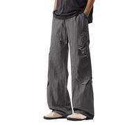 Jogging Bottoms Men's Baggy Cargo Trousers with Wide Leg Leisure Y2K Sweatpants Elastic Waist Streetwear Leisure Trousers Parachute Trousers Waterproof Lightweight Summer Trousers with Multiple