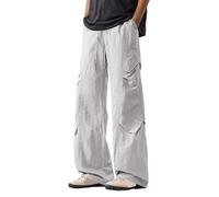 Jogging Bottoms Men's Baggy Cargo Trousers with Wide Leg Leisure Y2K Sweatpants Elastic Waist Streetwear Leisure Trousers Parachute Trousers Waterproof Lightweight Summer Trousers with Multiple