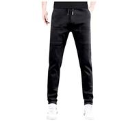 Jogging Bottoms Men's Casual Trousers European Plain Splicing Pocket Elastic Straight Leg Trousers for Men Casual Loose Trend Foreign Trade Sports Trousers, black, 3XL