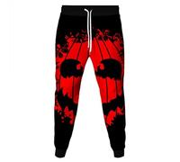 Jogging Bottoms Men's Cotton Halloween Trousers with Elastic Band Training Trousers High Waist with Drawstring Leisure Trousers Funny Colourful Wide Leg Cinch Bottom Sports Trousers Lightweight Fabric