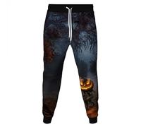 Jogging Bottoms Men's Cotton Halloween Trousers with Elastic Band Training Trousers High Waist with Drawstring Leisure Trousers Funny Colourful Wide Leg Cinch Bottom Sports Trousers Lightweight Fabric