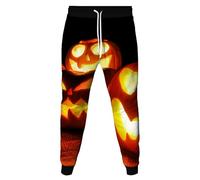 Jogging Bottoms Men's Cotton Halloween Trousers with Elastic Band Training Trousers High Waist with Drawstring and Print Pattern Casual Trousers Leg Cinch Bottom Sports Trousers Lightweight Fabric