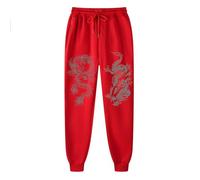 Jogging Bottoms Men's Long Cotton Sports Trousers with Dragon Print Warm Lined Training Trousers Baggy Fitness Trousers Women's Elegant Fabric Trousers Yoga Trousers with Pockets Vintage Streetwear