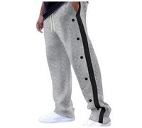 Jogging Bottoms Men's Rehab Trousers with Side Button Placket Sports Trousers Elastic Waistband Sweatpants Baggy Colour Block Casual Trousers Winter Warm Sweatpants Long Training Trousers Men, O Light