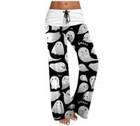 Jogging Bottoms Women's Cotton Funny Skull Pumpkin Pattern Sports Trousers Women's Cotton Halloween Costume Loose Training Trousers with Pockets Fabric Trousers Leisure Trousers Y2k Streetwear