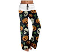 Jogging Bottoms Women's Cotton Funny Skull Pumpkin Pattern Sports Trousers Women's Cotton Halloween Costume Leisure Training Trousers with Pockets Fabric Trousers Leisure Trousers Y2k Streetwear