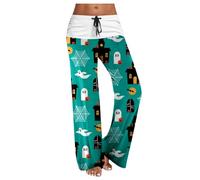 Jogging Bottoms Women's Cotton Funny Spider Web Pattern Sports Trousers Women's High Waist Halloween Costume Airy Training Trousers with Pockets Fabric Trousers Leisure Trousers Y2k Streetwear