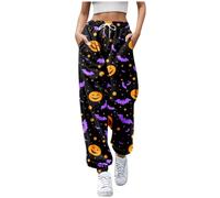 Jogging Bottoms Women's Cotton Funny Spider Web Pumpkin Pattern Sports Trousers Women's Large Sizes Halloween Costume Loose Training Trousers with Pockets Fabric Trousers Leisure Trousers Y2k