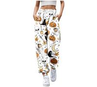 Jogging Bottoms Women's Cotton Funny Spider Web Pumpkin Pattern Sports Trousers Women's Large Sizes Halloween Costume Loose Training Trousers with Pockets Fabric Trousers Leisure Trousers Y2k