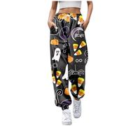 Jogging Bottoms Women's Cotton Funny Spider Web Pumpkin Pattern Sports Trousers Women's Large Sizes Halloween Costume Loose Training Trousers with Pockets Fabric Trousers Leisure Trousers Y2k