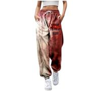 Jogging Bottoms Women's Large Size Problem Solved Pattern Sports Trousers Women's Baggy Bloody Printed Halloween Costume Airy Training Trousers with Pockets Fabric Trousers Leisure Trousers Y2k