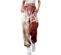 Jogging Bottoms Women's Large Size Problem Solved Pattern Sports Trousers Women's Baggy Bloody Printed Halloween Costume Airy Training Trousers with Pockets Fabric Trousers Leisure Trousers Y2k