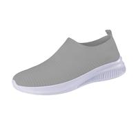 Jogging Shoes Women's Air Cushion Trainers Air Sports Shoes Soft Sporty Trainers Non-Slip Trainers Jogging Shoes Straps and Buckle Slip On Shoes, gray, 5 UK