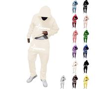Jogging Suit Men's 2-Piece Tracksuit Tracksuit with Letter Print Hoodie and Jogging Bottoms Y2K Hip Hop Streetwear Oversized Baggy Leisure Suit Sports Suit Set Winter Warm Cotton Sweatsuit, @7, M