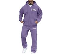 Jogging Suit Men's California Sportswear Tracksuit Long Sleeve Hoodie with Pockets Breathable Leisure Suit Hoodie Jogging Suit Set Classic Sports Suit, O Light Purple, XXXL
