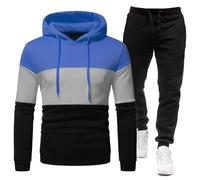 Jogging Suit Men's Tracksuit 2-Piece Drawstring Sweat Jacket & Jogging Bottoms Casual Athletic Fitness Suit Fashion Casual Sportswear Two Piece Baggy Soft Leisure Suit, O Blue, XL