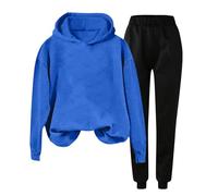 Jogging Suit Women's Set Baggy Streetwear Tracksuit Leisure Suit Cuddly Jogging Suit Fitness Sweatsuit Long Sleeve Sweatshirt and Elastic Waist Jogging Bottoms Sportswear, blue, L