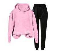 Jogging Suit Women's Set Baggy Streetwear Tracksuit Leisure Suit Cuddly Jogging Suit Fitness Sweatsuit Long Sleeve Sweatshirt and Elastic Waist Jogging Bottoms Sportswear, pink, L