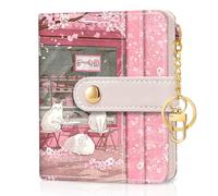 Jogjam Rfid Women Wallet, Small Slim Thin Credit Card Wallet, PU Leather Bifold Cash Zipper Coin Pocket ID Window, for Female Ladies Teen Girls Girly Gifts, Kawaii Anime Cats, Modern