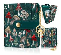 Jogjam RFID Women Wallet, Small Slim Thin Credit Card Wallet, PU Leather Bifold Cash Zipper Coin Pocket ID Window, for Female Ladies Teen Girls Girly Gifts, Mushroom Green, Modern