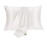 JOGJUE Silk Pillowcase for Hair and Skin 2 Pack 100% Mulberry Silk Bed Pillowcase Hypoallergenic Soft Breathable Both Sides Silk Pillow Case with Hidden Zipper, Standard Size Pillow Cases (White)