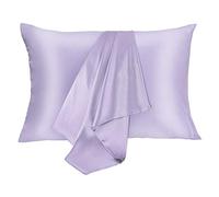 JOGJUE Silk Pillowcase for Hair and Skin 2 Pack 100% Mulberry Silk Bed Pillowcase Hypoallergenic Soft Breathable Both Sides Silk Pillow Case with Hidden Zipper, Pillow Cases (Queen, Light Purple)
