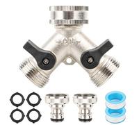 Jognee 2-Way Distributor Water 3/4 Inch, Tap Distributor, Garden Hose Distributor Y Connector, Water Connection Distributor for Washing Machine, Dishwasher, Garden