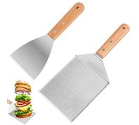 Jognee Barbecue Spatula Set, Stainless Steel & Wood, Rectangular, 29 cm, Grill Spatula Set, Pizza Turner, Burger Flipper, Plancha Spatula, Teppanyaki Accessories