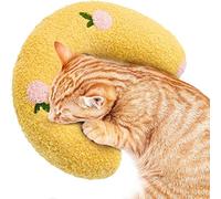 Jognee Pillow for Cats | Soft Fluffy Pet Calming Toy | Catnip Pillow Catnip Plush Toy | U-Shaped Pillow for Sleeping, Resting, Playing (Yellow)