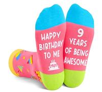 Jognee Socks for Girls, 9 Year Old Birthday Gifts for Girls, Presents for 9 Year Old Grils (UK, Age, One Size, 9th Happy Birthday to Me Pink)