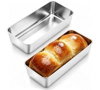 Jogoico 3lb Stainless Steel Loaf Tin 2Pcs Large Rectangular Bread Pan (32 x 14 x 6cm) - Heavy Duty Baking Tray for Banana Bread, Meatloaf & Cake - Dishwasher Safe Bakeware