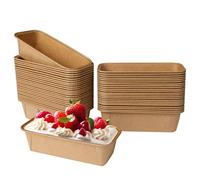Jogoico 50pcs Loaf Cake Cases Disposable Paper Mini Baking Moulds Rectangular Pans Paper Baking 15.5x5.4x5.3cm Greaseproof for Bread Muffins Cakes Brown