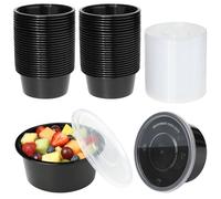 Jogoico 50Pcs Plastic Sauce Containers with Lids Reusable Round Pots 9oz | Sauce Pots 280ml Deli Pot, Meal Prep Takeaway Containers Portion Cups Restaurants, Delivery, Catering Microwave Freezer Safe