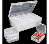 Jogoico Bead Organizer Storage Box 13PCS Small Storage Boxes Plastic Storage Box Mini Clear Bead Storage Containers with Hinged Lid, Rectangle Craft Supply Case for Small Items Jewelry DIY Diamond