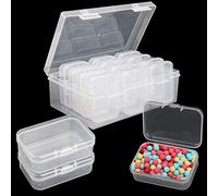 Jogoico Bead Organizer Storage Box 13PCS Small Storage Boxes Plastic Storage Box Mini Clear Bead Storage Containers with Hinged Lid, Rectangle Craft Supply Case for Small Items Jewelry DIY Diamond