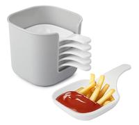 Jogoico Dipping Bowls Sauce 6PCS Mini Dip Bowl Set with Handle Small Prep Plates Side Dish Serving Spice Soy Snack Barbecue Party Plastic White