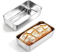 Jogoico Loaf Tin 3lb 2Pcs Stainless Steel Cake Loaf Pan Bread Rectangular Tins 32 x 14 x 6 cm Oven Baking Tray Bakeware Dishwasher Safe for Meat Loaf Cake Toast Pie Lasagna