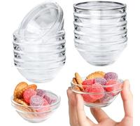 Jogoico Mini Glass Bowls 10 Pcs Small Dip Clear Dish Bowl Dipping Prep Bowls Cups 75ml Round Serving Condiment Pots Reusable Lead Free Practical Sauce Spices Snack Jam Creams Restaurants Head Ornament