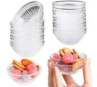 Jogoico Mini Glass Bowls 10 Pcs Small Dip Clear Dish Bowl Dipping Prep Bowls Cups 75ml Round Serving Condiment Pots Reusable Lead Free Practical Sauce Spices Snack Jam Creams Restaurants Head Ornament