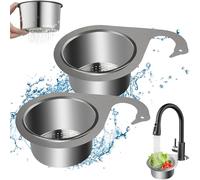 Jogoico Stainless Steel Swan Sink Strainer Basket 2 PCS Kitchen Sink Drain Basket Multifunctional Corner Sink Strainer Basket Faucet Hanging Filter Draining Rack for Fruit Vegetable Kitchen Waste
