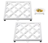 JOGREFUL Cast Iron Trivets, Kitchen Pot Heat Resistant Mats White, 2 Pack