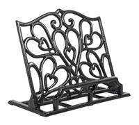JOGREFUL Cookbook Stand, Cast Iron Heavy-Duty Recipe Book Holder, Kitchen Vintage Recipe Book Holder, Reading Rest Holder for Easel/Counter/Books/Magazine/iPad/Bible, Love Heart Pattern, Black