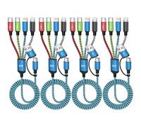 Jogrytece Travel Multi Charging Cable, 4-in-2 Dual Type-C Port, Universal USB A/C Cord, 4 Pack, Compatible with iPhone Series, Galaxy, Tablets
