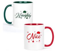 Jogskeor Set of 2 Christmas Coffee Mugs 11oz, Naughty Nice Coffee Mugs, Holiday Christmas Gifts for Women Sister Friends