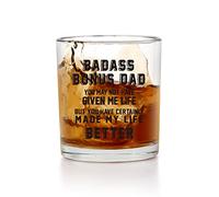 Jogskeor Step Dad Gift Whiskey Glass - Bonus Dad You May Not Have Given Me Life But You Certainly Made My Life Better Engraved Whiskey Glass Father's Day Gift for Stepdad