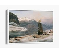 Johan Christian Dahl, Winter at the Sognefjord Canvas Floater Frame Print Picture Art - White Frame 30 inch wide x 20 inch high