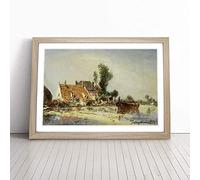 Johan Jongkind Houses at Crooswijk | Framed Wall Art Print | Modern Home Decor Picture | Ready to Hang Artwork for Living Room, Bedroom, Kitchen or Office | Multiple Sizes