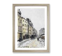 Johan Jongkind Snow Street Classic Painting Framed Print | A2 Oak Framed Wall Art | Ready to Hang | Classic Cityscape Picture | Living Room Bedroom Lounge Office
